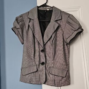 Heart Soul Black and White Short Sleeve Blazer